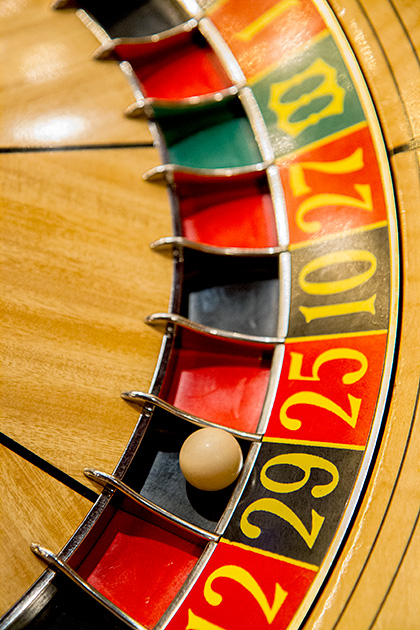 Roulette disc with ball inside number 29