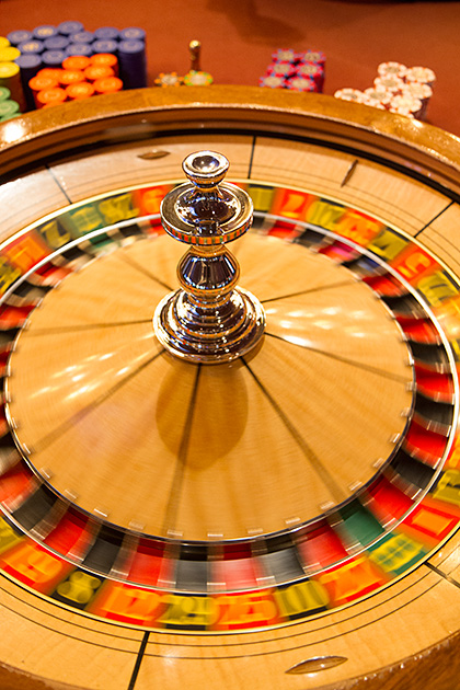 Spinning roulette wheel