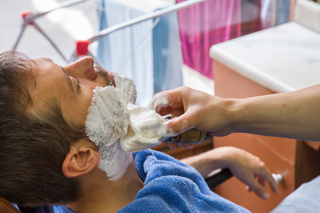 Going to a turkish barber in Istanbul man with shaving foam