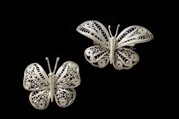 Silver Filigree Butterflies