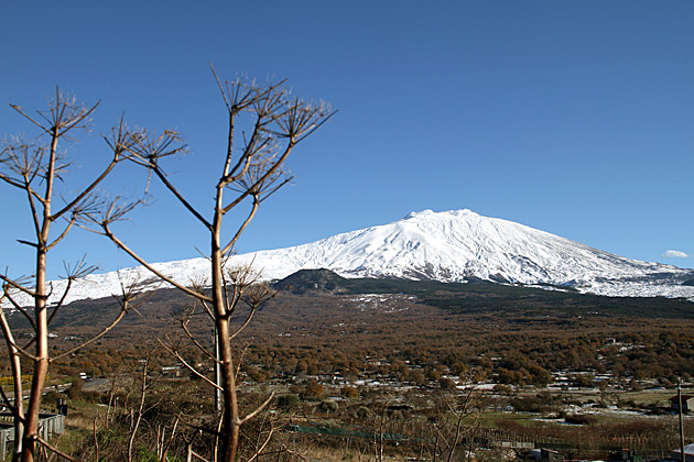 Mount Etna snow covered before eruption