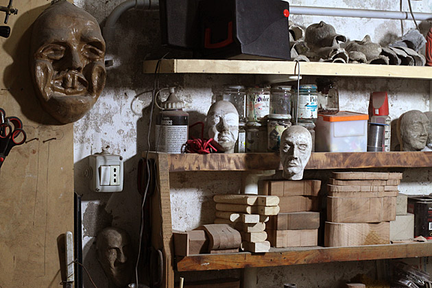 Sicilian puppet maker masks