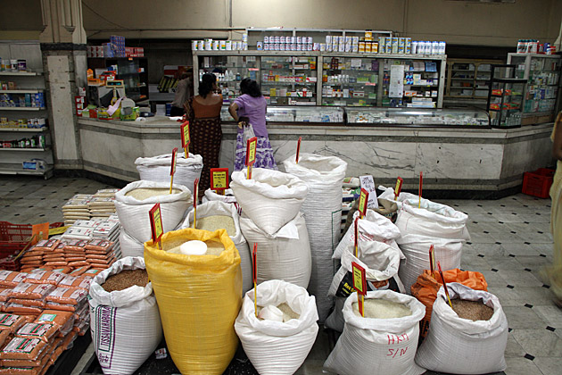 Spice market inside an old bank