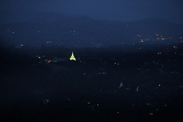 Stupa temple at night