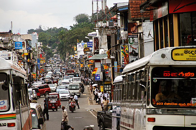 Busy street in Kandy, Sri Lanka