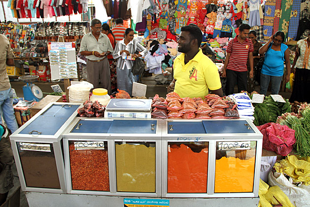 Pettah Market in Colombo Sri Lanka, man selling spices