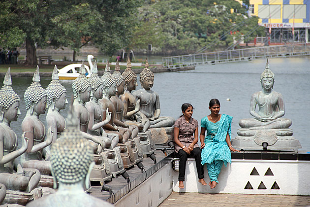 girls at the Seema Malaka temple in Colombo Sri Lanka