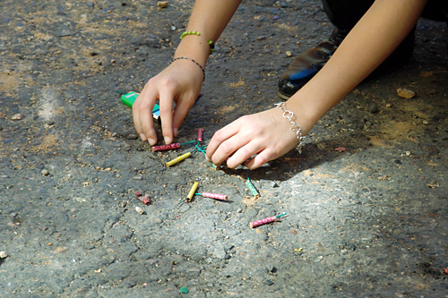 Kids playing with fireworks Fallas