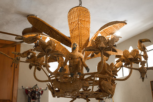 Natural material chandelier 