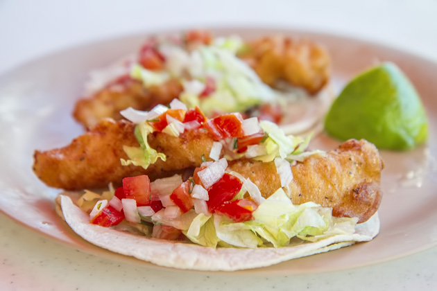 Fish tacos in Puerto Morelos