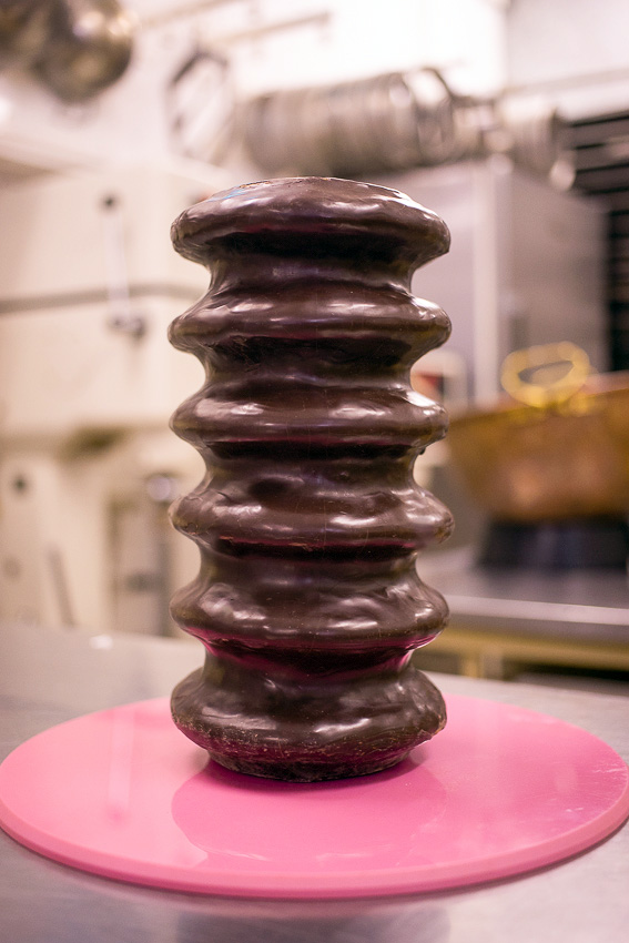 Baumkuchen covered in chocolate