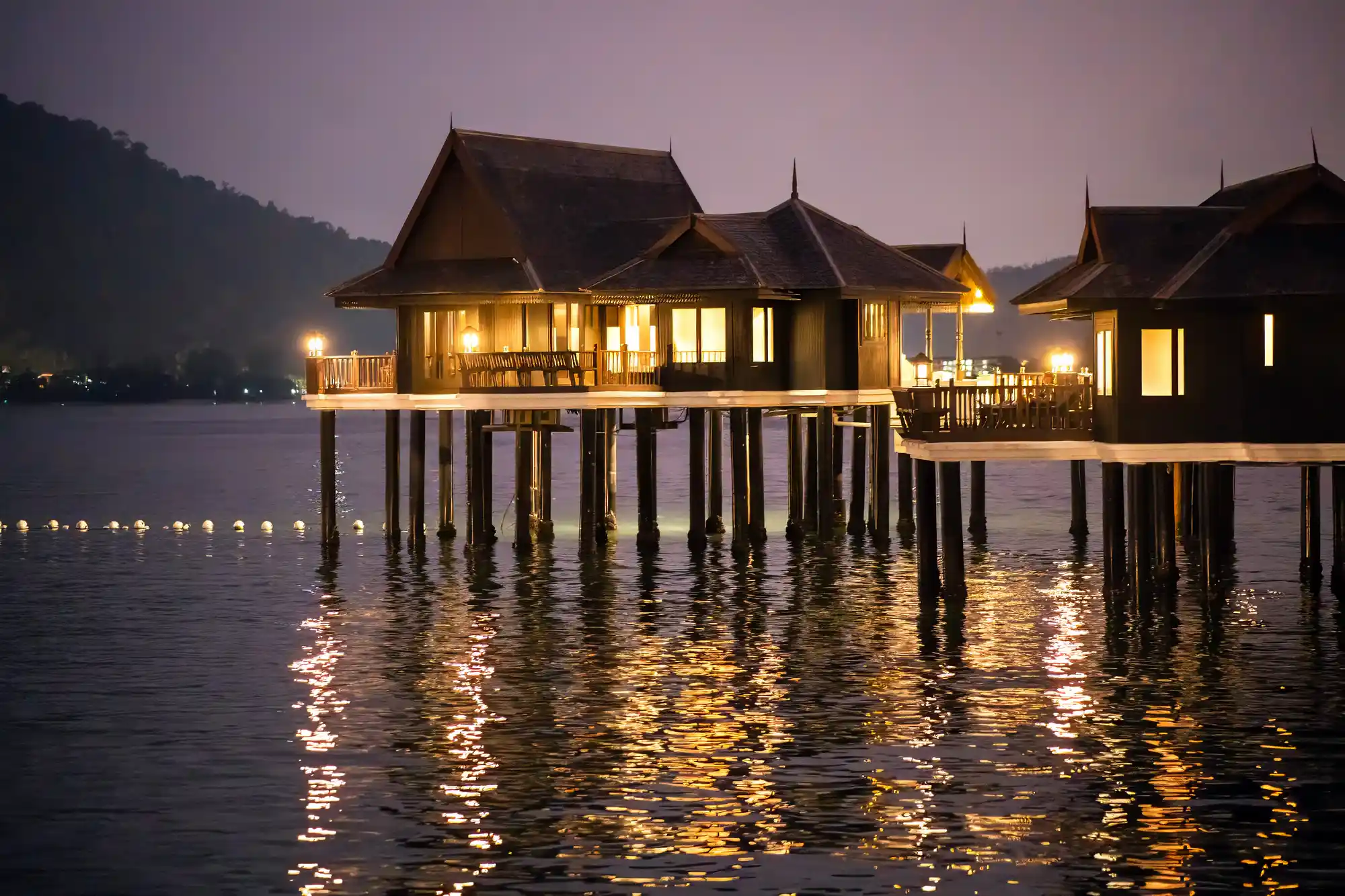 Pangkor Laut Resort Sea Villa at night