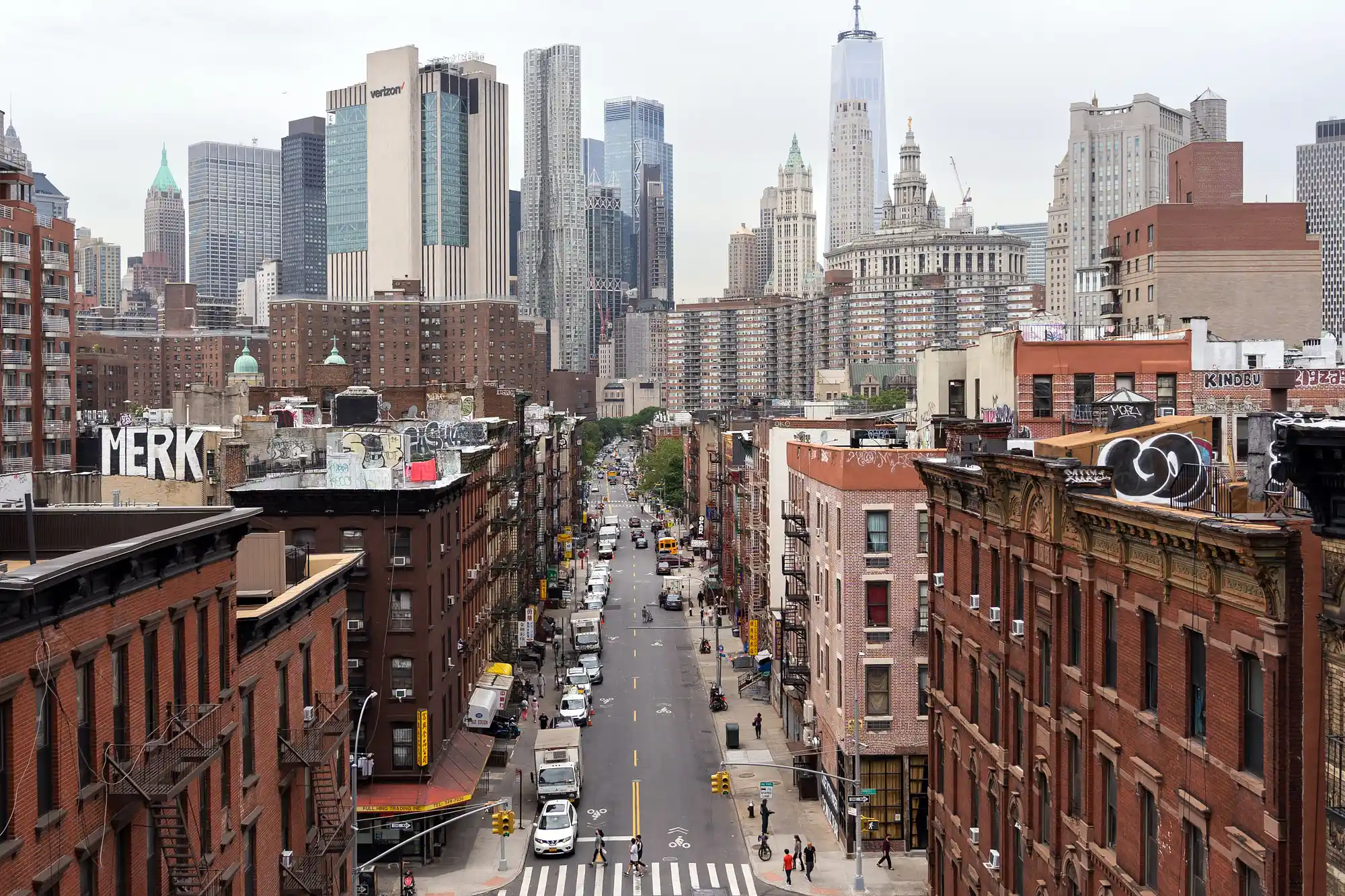 View over Manhattan from the Manhattan  Bridge.