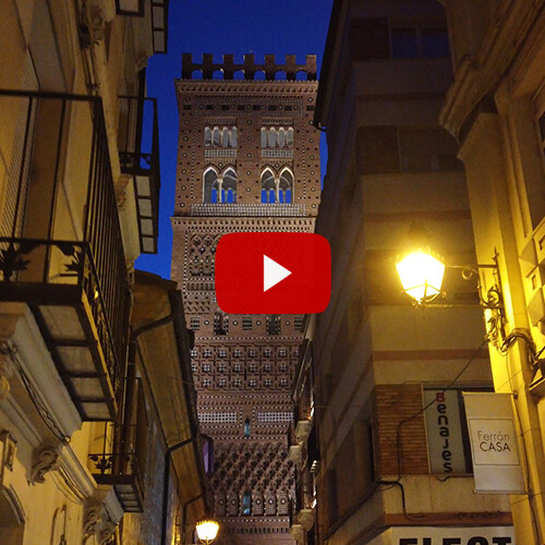 Teruel tower video at night