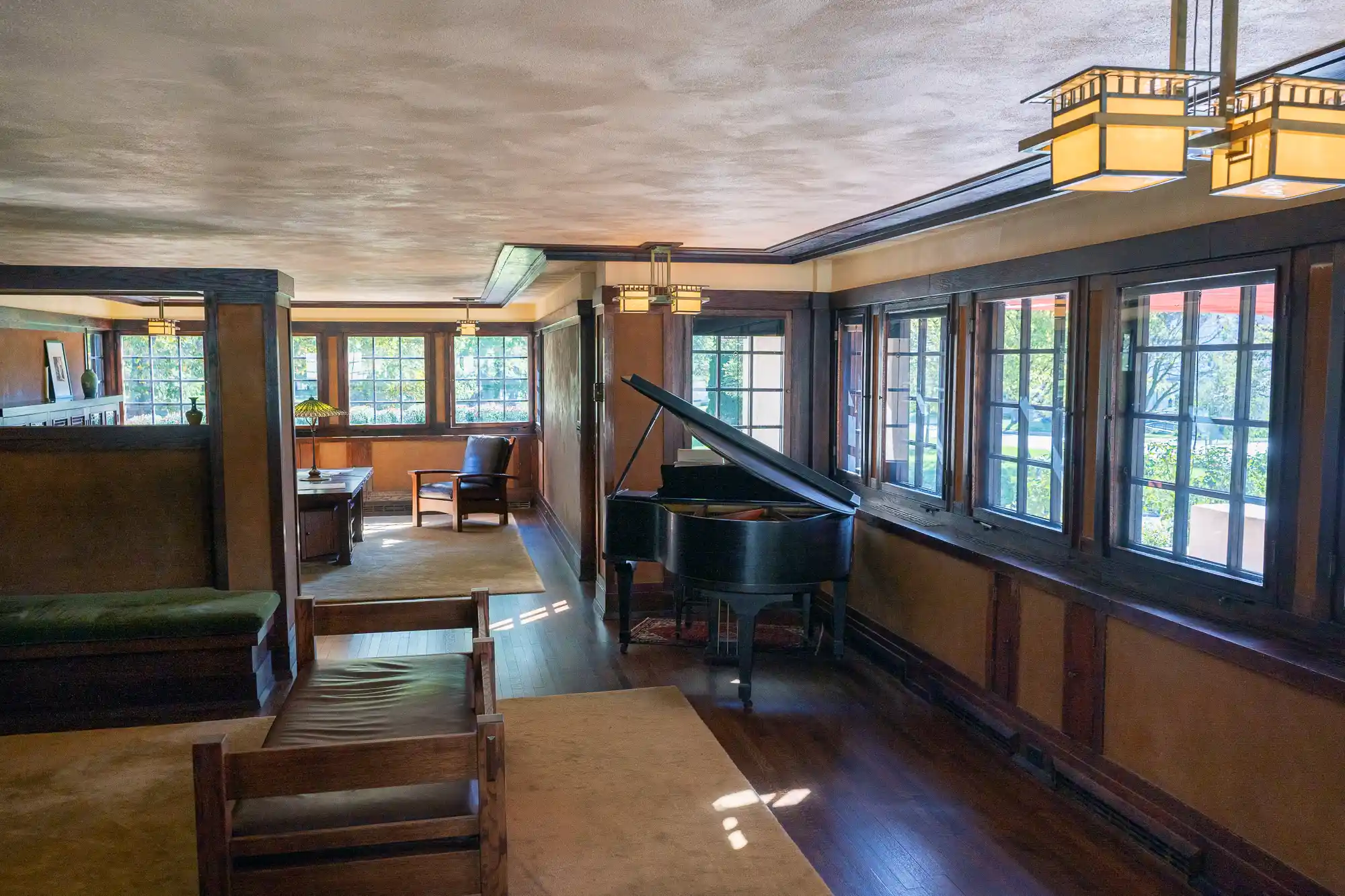 Living Room Westcott House in Springfield, Ohio with Piano