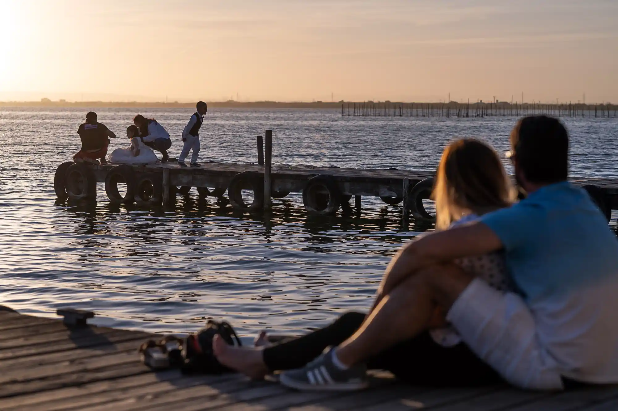 Tourism in Valencia stock photo of a couple at the Albufera lake