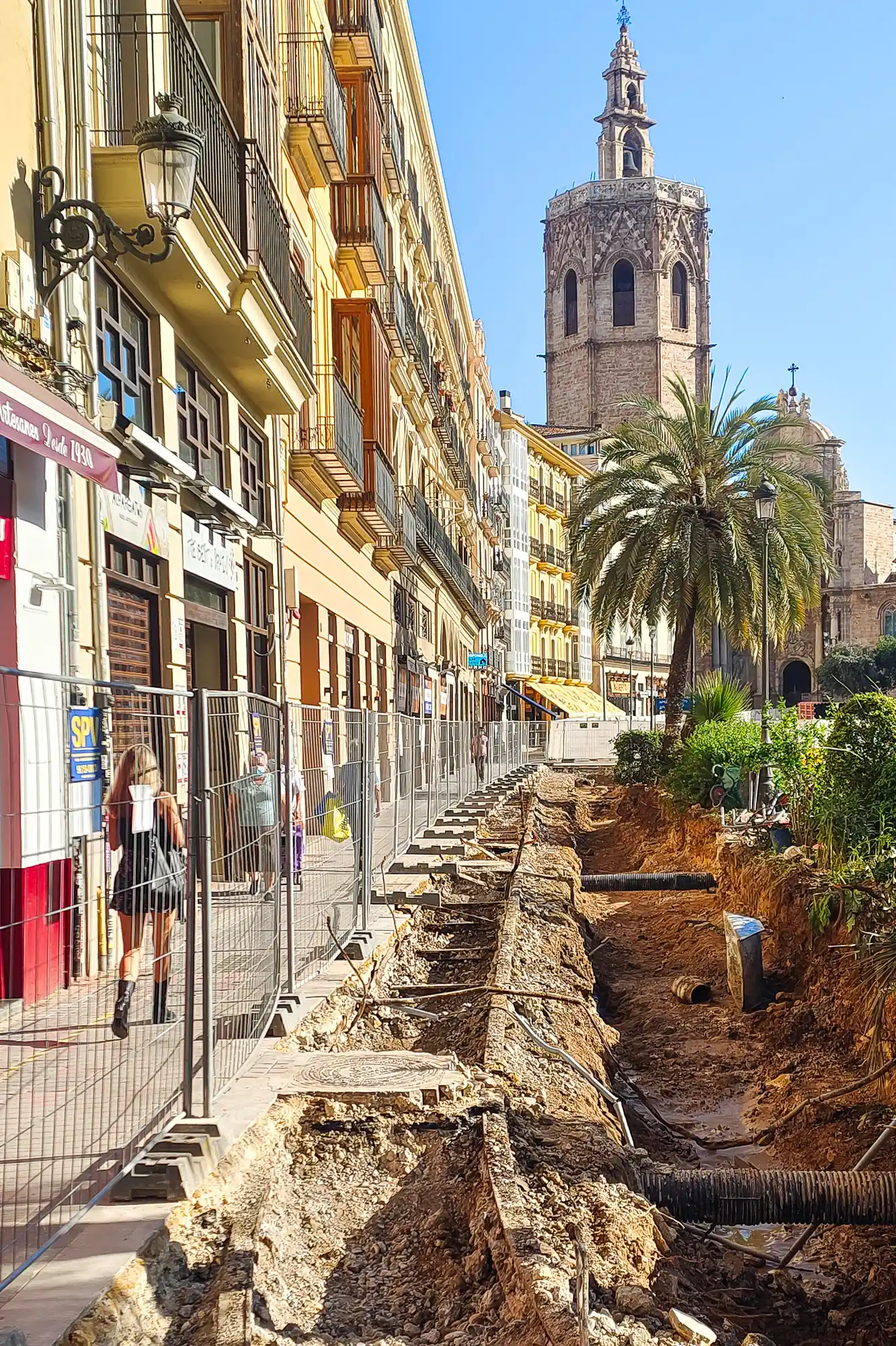 Old Tram Tracks at Plaza de la Reina in Valencia