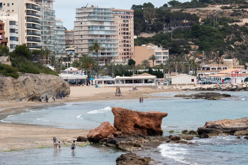 Little rock Calpe with tourism buildings