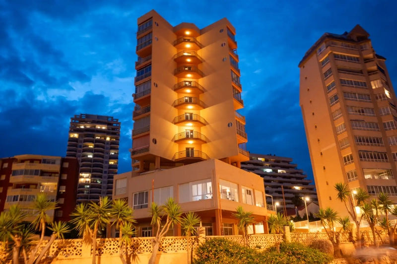 Night photography of Calpe Architecture