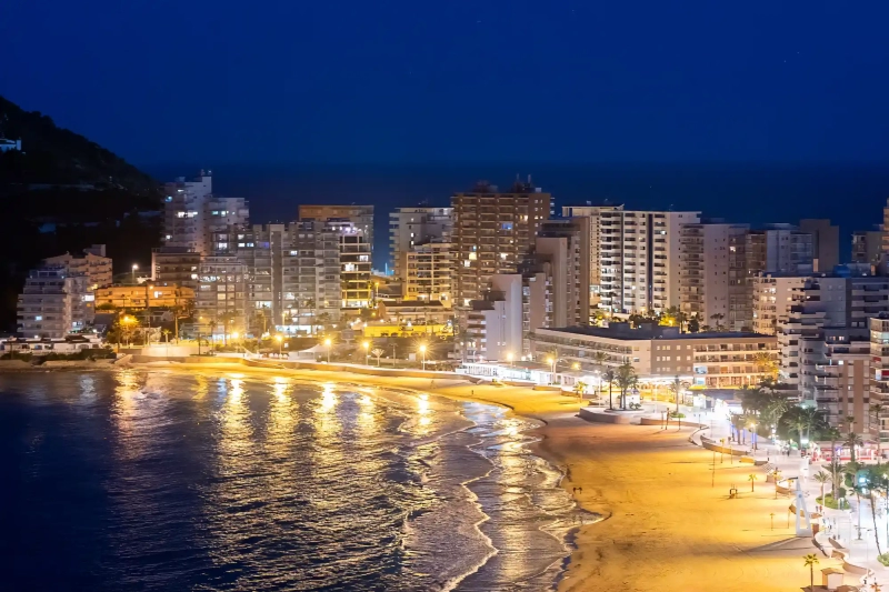Coastline Calpe at night