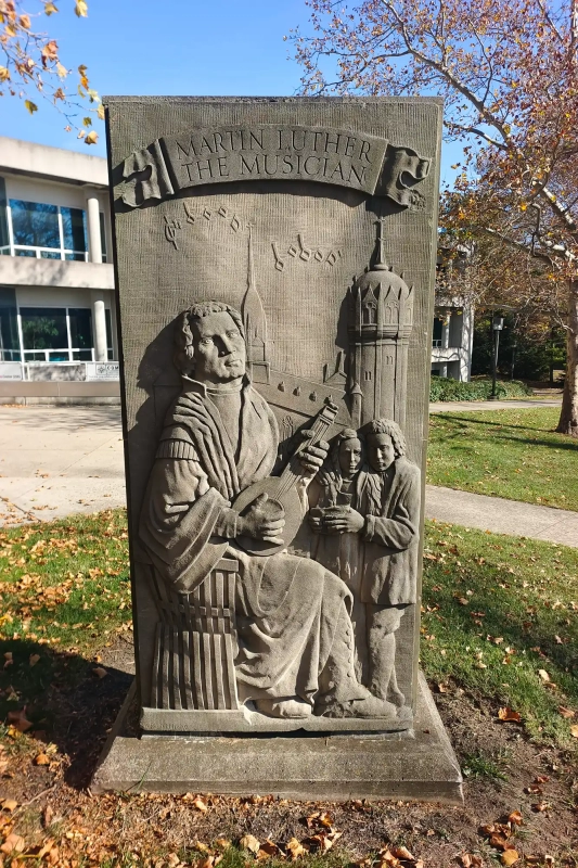 Martin Luther in stone at Wittenberg University
