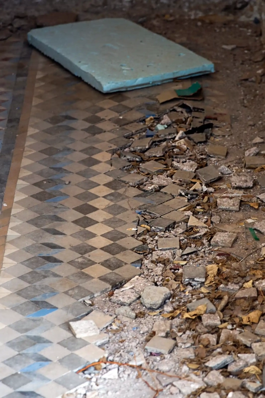 Bursted tiles floor 