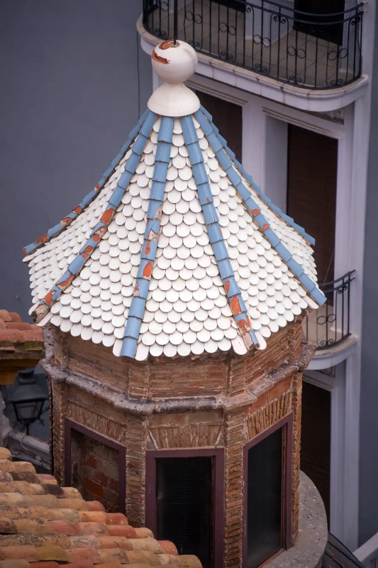 White tiled tower