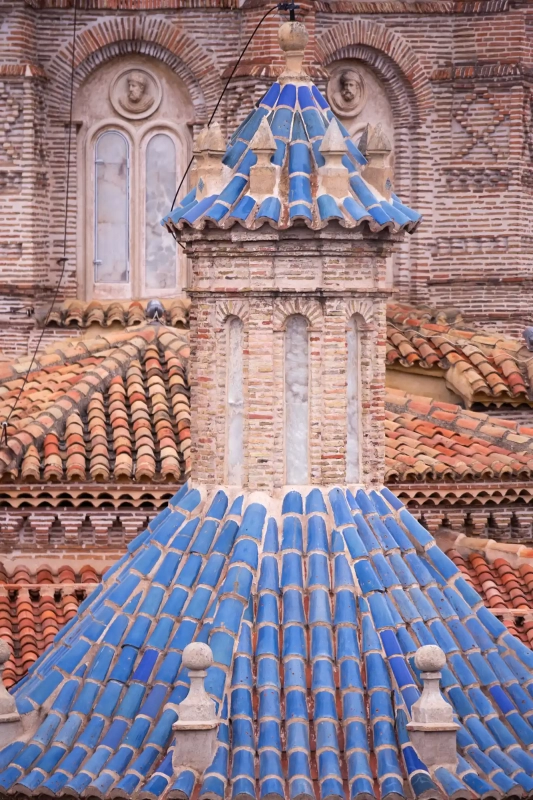 Blue tile tower in Teruel