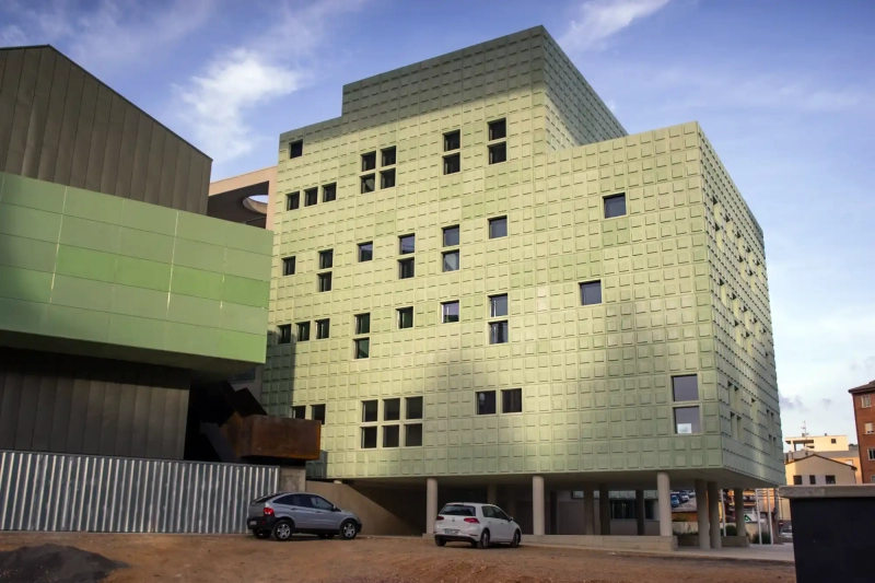 mint chocolate building in Teruel